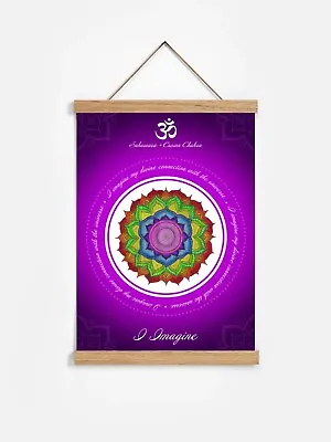 Crown Chakra A3 Poster With Mantra And Affirmation | Sahasrara • £15.15