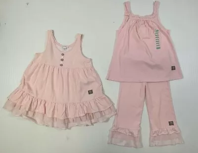 Naartjie Girls Pink 100% Cotton Tank Top Tunic Cropped Pant 3Pc Set Size 5 6 • $40