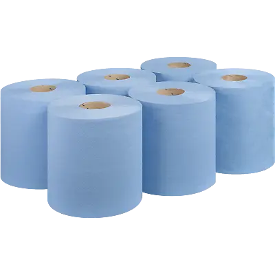 6 X Jumbo Workshop Hand Towels Rolls 2 Ply Centre Feed Wipes Embossed Tissues • £8.85