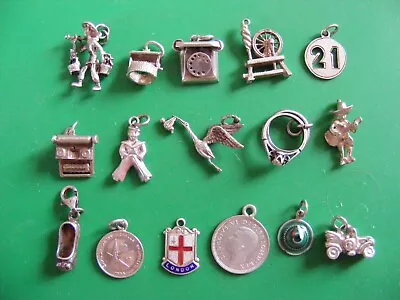 S) Vintage Sterling Silver Charms Charm Sailor Stork 21 Car London Rings Well • £9.99