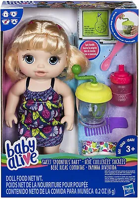 Baby Alive Sweet Spoonfuls Baby Doll Set Pretend Food Blender Diapers Toy Girls • $39.99