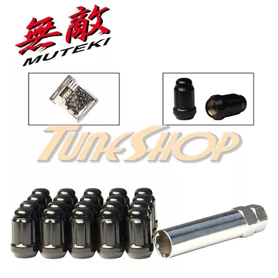 Muteki Close End Spline Tuner Lock Lug Nuts 12x1.5 1.5 Acorn Wheels Rim Black M • $47.95