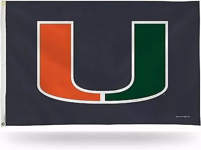 University Of Miami Hurricanes Flag Banner 3x5 Feet Metal Grommets Grey Design • $34.79