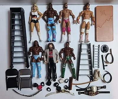 WWE Elite Lot Of 7 Wrestlers Accessories Belts Chairs Ladders Table Kofi • $79.95