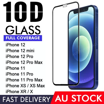 $4.78 • Buy IPhone 12 Pro Max Mini 11 X XR XS Full Coverage Tempered Glass Screen Protector