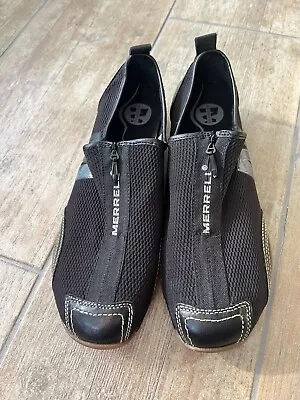 Women's Merrell Slip On Zip Up Sneakers Black Size 11 Leather • $35