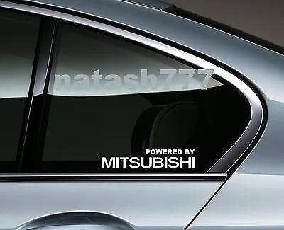 Powered By MITSUBISHI Sport Racing Window Decal Sticker Emblem Logo WHITE Pair • $17.95
