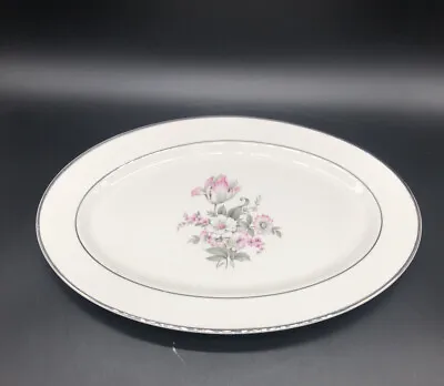 Embassy USA Vitrified Vintage Platinum Trim Rose China Platter • $18