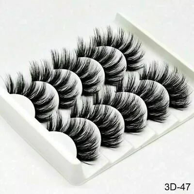 3D Mink False Eyelashes 5Pair Fake Eye Lashes Wispy Cross Long Thick Soft UK • £3.99