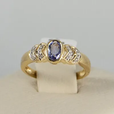 14K New- Gorgeous Ladies Ring Oval Tanzanite & Diamonds • £559.24