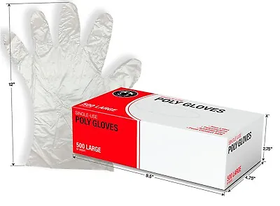 10000pc Poly Gloves HDPE Clear Plastic Disposable Vinyl Free Large • $44.99