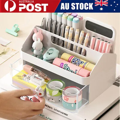 Office Desk Organizer Storage Container Drawer DIY Pen Pencil Holder Case Rack • $17.97