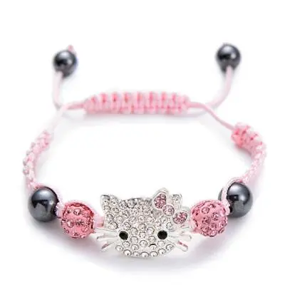 Cute Bracelet Gift Kawaii Sanrio Hello Kitty Handwoven Crystal Bracelet Jewelry • $8.79