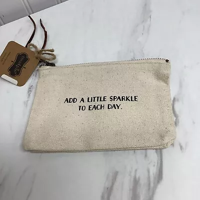 NEW Mud Pie 'Add A Little Sparkle' Cotton Cosmetic Bag Zipper Pouch 6x4 *A • $5