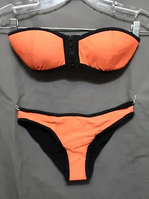 ZAFUL BIKINI Womens 2 Piece 82% Polyamide 18% Elasthane Peach/BLK Size Small NEW • $14.85