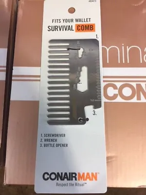Conair Man Survival Pocket Comb With Ruler Screwdriver Wrench & Bottle Opener • $5.71