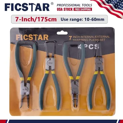4pc 7in Straight And Bent Jaw Retaining Ring Pliers Circlip C Clip Removal Tools • $15.69