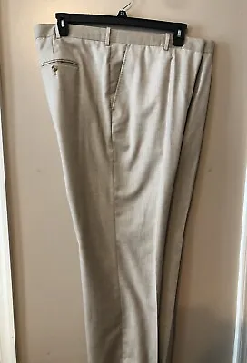 Perry Ellis Mens Dress Pants Solid Linen Color  Flat Front Straight Leg 40 X 32 • $12