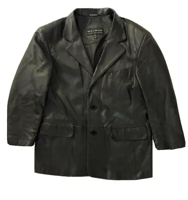 Vintage Mac Mor Men’s Black Leather Blazer Jacket Coat Size 40 EUC • $16.26
