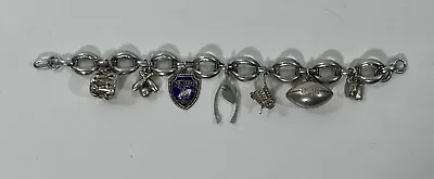 Vintage Charm Bracelet With 7 Sterling Silver Charms (Read Description) • $65.11