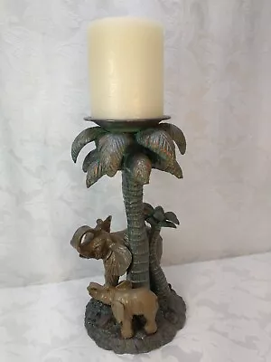 Vintage Brass Patina Elephant Pillar Candle Holder Elephant Decor Brass Holder  • $24.99