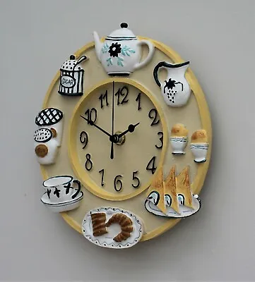 Wall Clock Kitchen School Office Home Shabby Chic Decor Quartz 23cm • £13.95