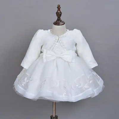 £27.99 • Buy Luxury Embroidery Lace Christening Gown Baby Girl Baptism Dress With Coat Bonnet