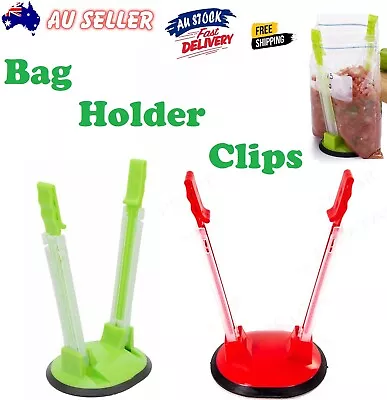 Hands Free Bag Holder Clips Baggy Rack Kitchen Non Slip Zip-lock Storage 2PCS Au • $14.49