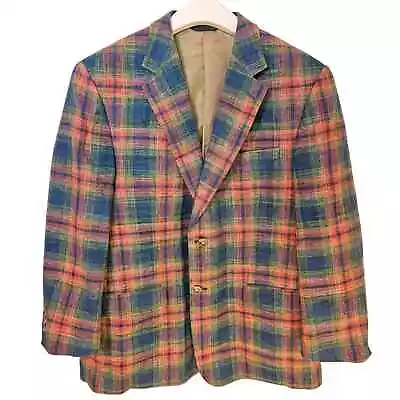 Vintage Haspel Madras Cotton Men's Blazer Jacket. Size 44 Regular • $85