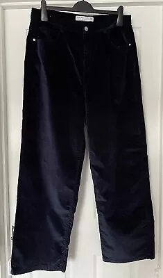 NEXT Dark Blue Wide Leg Velvet High Rise Trousers Size 16 Reg • £5