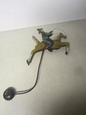 Vintage Folk Art Cowboy On Horse Metal Balance Swing Toy • $62.50