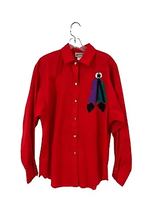 Vtg H Bar C Martha Josey Ranchwear Appliqué End Of Trail Western Shirt SZ 10  • $29.99