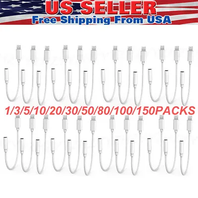 For IPhone Headphone Adapter Jack 8 Pin To 3.5mm Aux Cord Dongle Converter Lot • $9.39