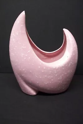 Pink Speckled Mid Century Modern Art Deco Vase Pottery Unmarked Excellent Cond. • $25