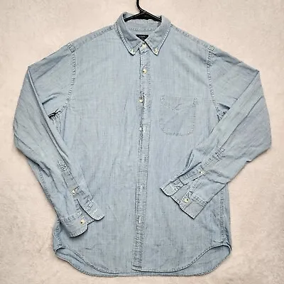 J. Crew Shirt Men's Medium Blue Chambray Long Sleeve Single Pocket Casual • $14.95