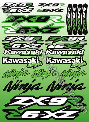 ZX-9R Ninja Racing Motorcycle Decals Stickers Set Fairing Laminated ZX9R ZXR /85 • £11.88