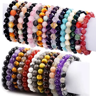 Stretchy Stone Bracelets Assorted Natural Gemstone Beads Healing Reiki 6/8/10mm • $9.99