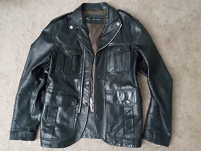 Mens DSQUARED2 Black Leather Biker Slim Fit Jacket Msrp:$2200  Size 52 • $520