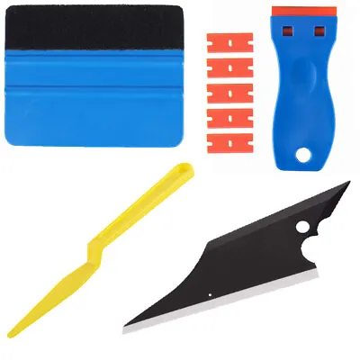 $6.98 • Buy 4PCS Window Tint Tool Kit Felt Squeegee Razor 5 Blade Conqueror Shank Scraper 
