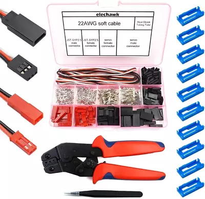 55 Sets Servo Plug Male Female Connector Crimp Pin Cable Kit With Crimping Tool • $31.02