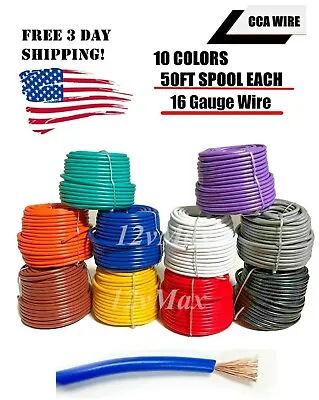 $27.99 • Buy 16 Gauge Cable Primary Wire 12v Automotive 10 Color Set - 50 Feet Each Color CCA