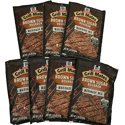 McCormick Grill Mates Brown Sugar Bourbon Marinade Mix 1.25 Oz Lot Of 7 Exp 5/23 • £17.67