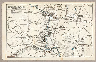 Antique Folding Guide Map Matlock Bath Derbyshire 1891 J Bartholomew 10  X 6.25  • £20