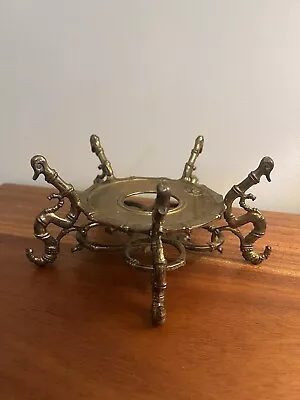 Vintage Brass Stand Vase Urn Plant Bowl Display Base Faux Bamboo Mottahedeh • $120