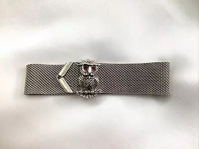 Sarah Coventry Owl Buckle Purple Rhinestone Mesh Bracelet Silver Tone   43 • $12.95