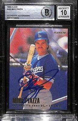 Mike Piazza Signed 1996 Fleer Card Los Angeles Dodgers HOF Auto 10 BECKETT • $149.99