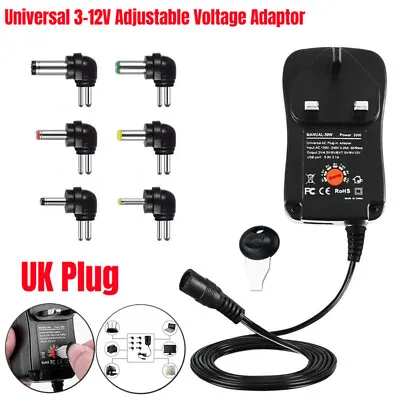 3-12V Adjustable Voltage Adaptor Universal Charger USB AC/DC Power Supply Adapte • £8.99