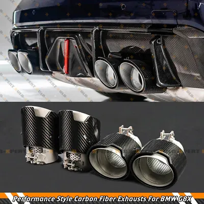 For 21-24 Bmw G80 G82 M3 M4 Carbon Fiber Stainless Exhaust Tip Pipe Finisher X 4 • $359.99