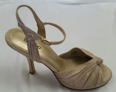 Mossimo Womens 7.5 M Stiletto Peep Toe Ankle Strap Heels Pumps Cream Beige Shoes • $34.99