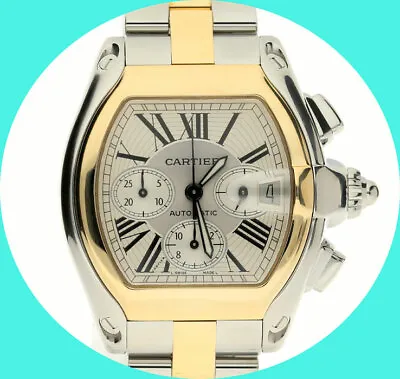 $7995 • Buy Cartier Roadster XL Chronograph Watch #2618 18K YG Stainless Steel 43 MM